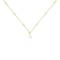 Collier Lovel Plaqué Or Doré Oxyde De Zirconium
