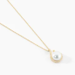 Collier Lucinda Or Jaune Perle De Culture Et Oxyde De Zirconium