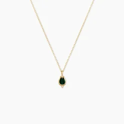 Collier Luminea Or Jaune Malachite Oxyde De Zirconium