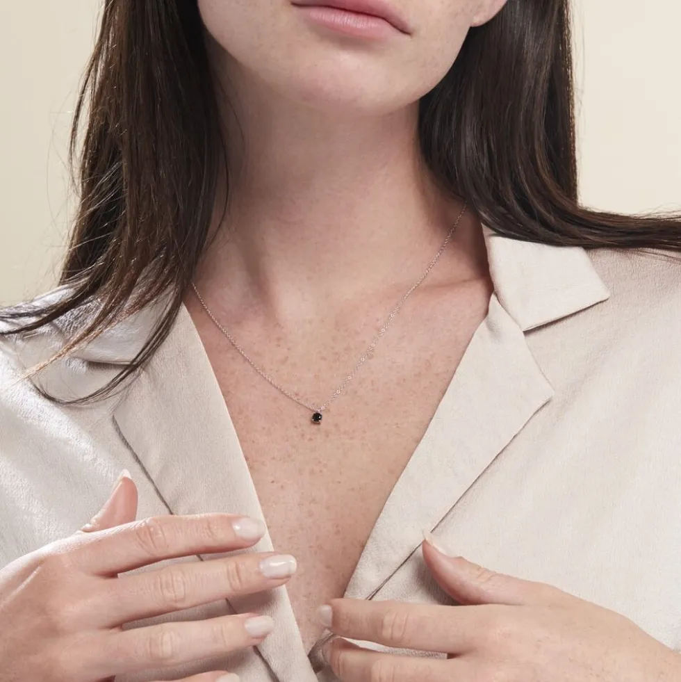 Collier Lylwenn Argent Blanc Oxyde De Zirconium Noir