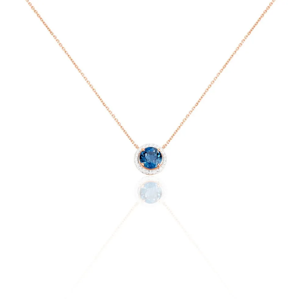 Collier Maeva Or Rose Topaze Et Oxyde De Zirconium
