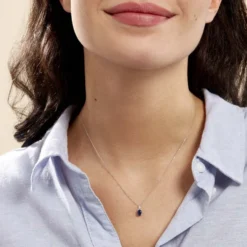Collier Marie Or Blanc Saphir Diamant