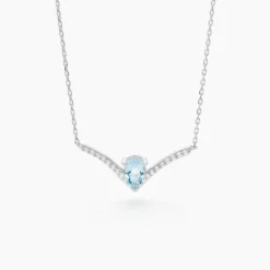Collier Marlene Or Blanc Topaze Et Oxyde De Zirconium