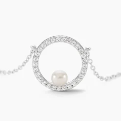 Collier Marthe Argent Blanc Perle De Culture Et Oxyde De Zirconium