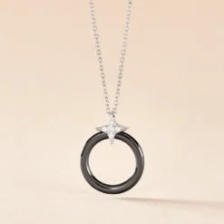 Collier Merelle Argent Blanc Céramique Oxyde De Zirconium