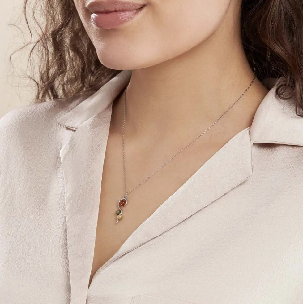 Collier Murriel Argent Blanc Ambre