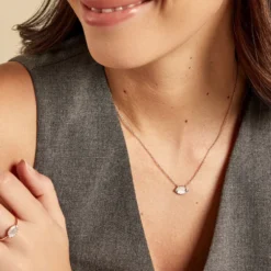 Collier Muse Argent Rose Nacre Oxyde De Zirconium