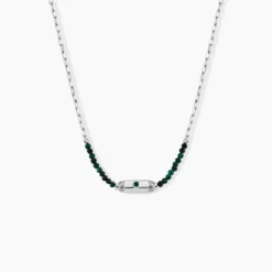 Collier Mystic Argent Blanc Malachite