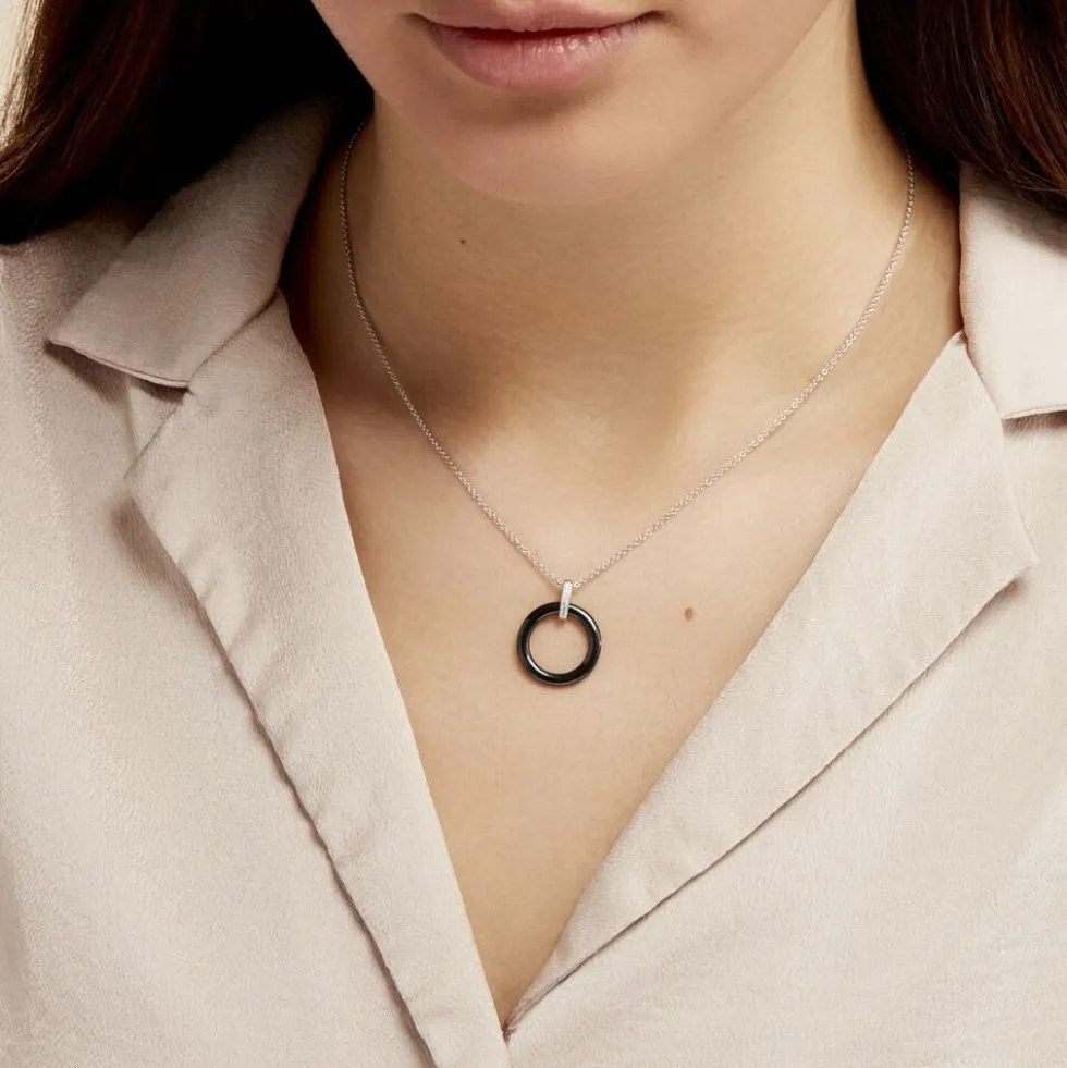 Collier Natacha Cera Argent Blanc Céramique Et Oxyde De Zirconium