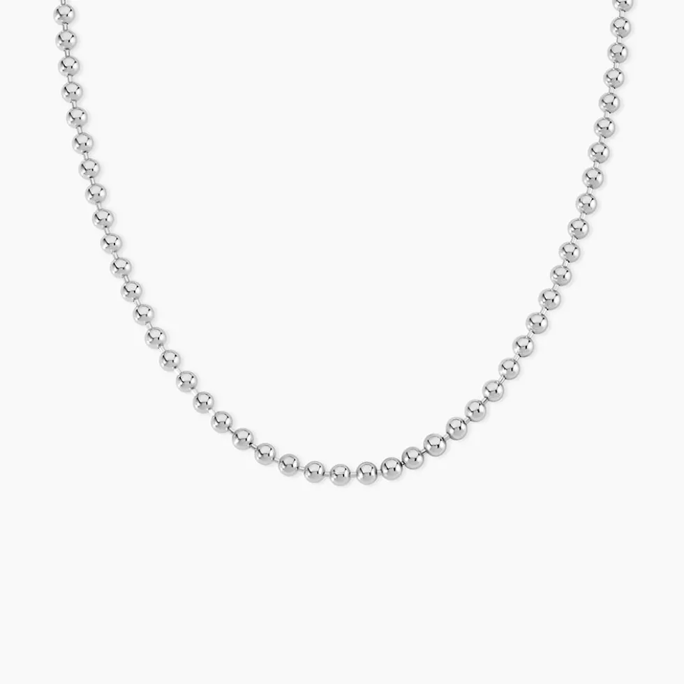 Collier Nateo Boules Argent Blanc