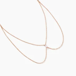 Collier Navette Argent Rose Oxyde De Zirconium