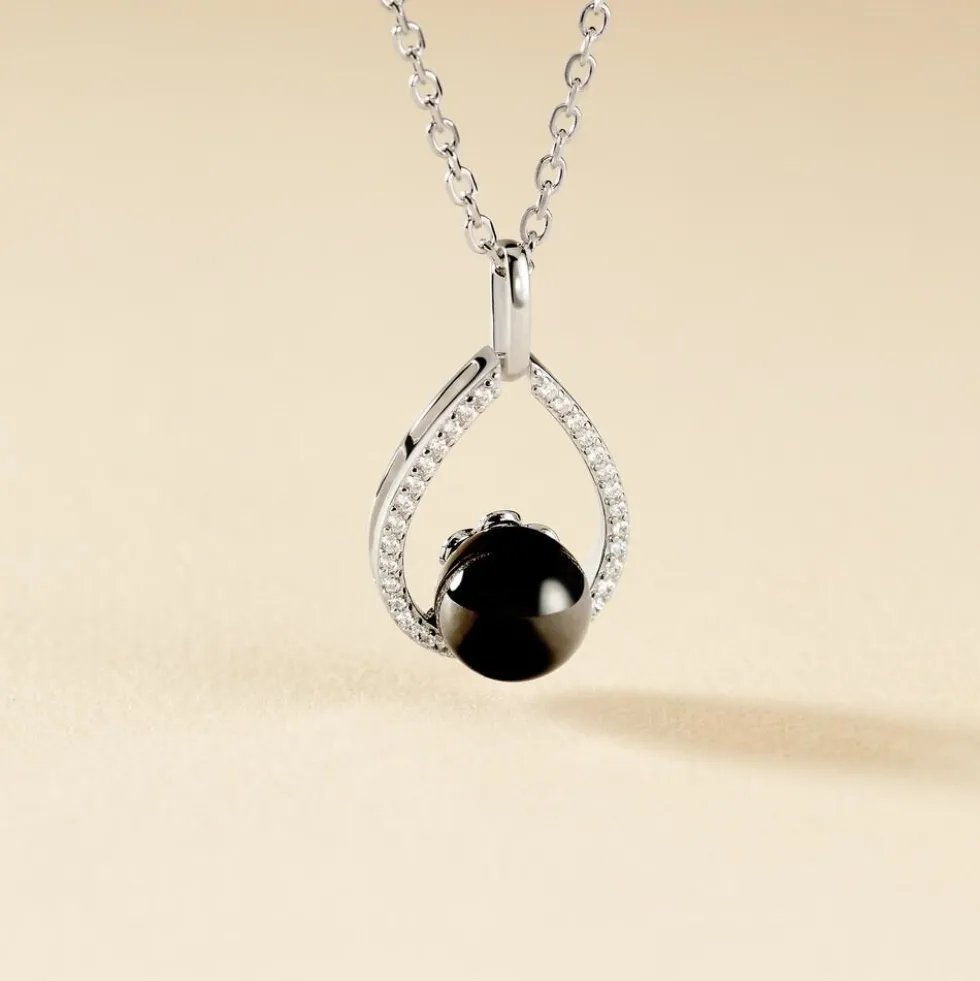 Collier Nerea Argent Blanc Céramique Et Oxyde De Zirconium