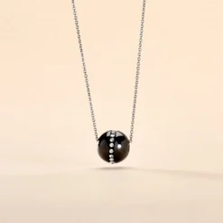 Collier Nina Cera Argent Blanc Strass Et Céramique