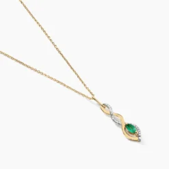 Collier Ondulations Or Jaune Emeraude Diamant