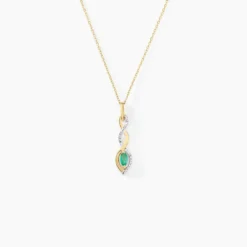 Collier Ondulations Or Jaune Emeraude Diamant