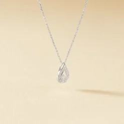 Collier Or Blanc Purete Goutte Diamant