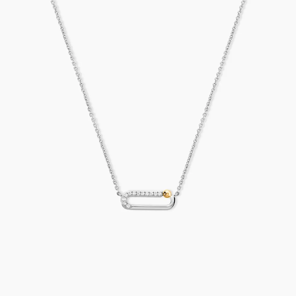 Collier Or Jaune Argent Blanc Oxyde De Zirconium
