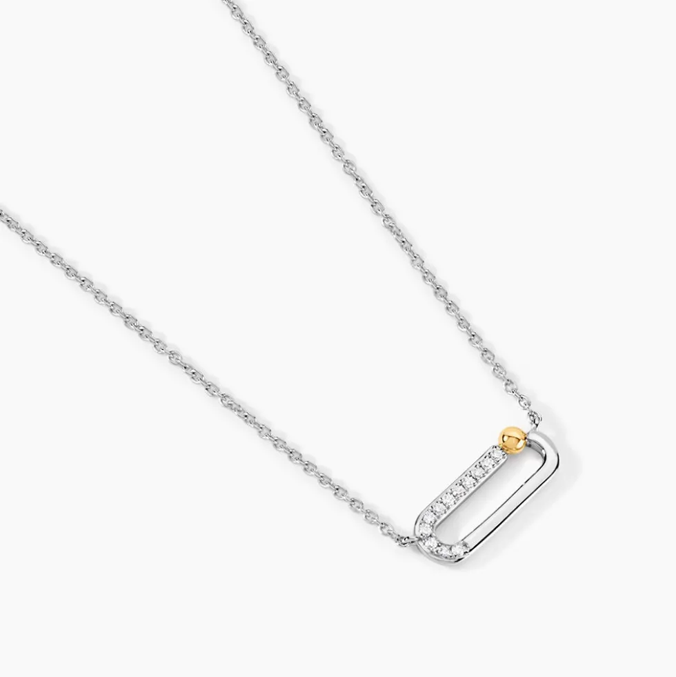 Collier Or Jaune Argent Blanc Oxyde De Zirconium