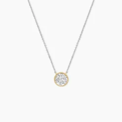 Collier Or Jaune Argent Blanc Oxyde De Zirconium