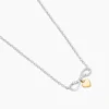 Collier Or Jaune et Argent Blanc Oxyde De Zirconium