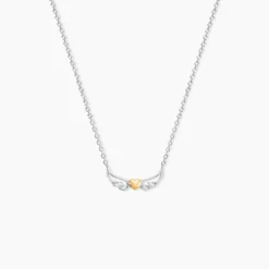 Collier Or Jaune et Argent Blanc Oxyde De Zirconium