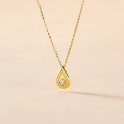 Collier Or Jaune Purete Goutte Diamant