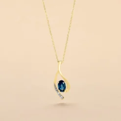 Collier Or Jaune Sagesse Topaze Oxydes De Zirconium