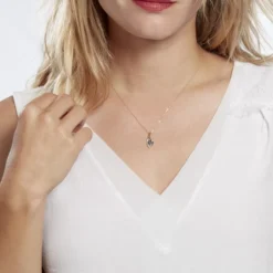 Collier Or Jaune Sagesse Topaze Oxydes De Zirconium