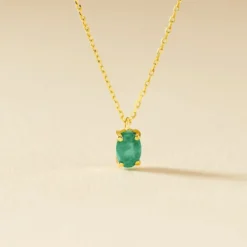 Collier Ovale Or Jaune Emeraude