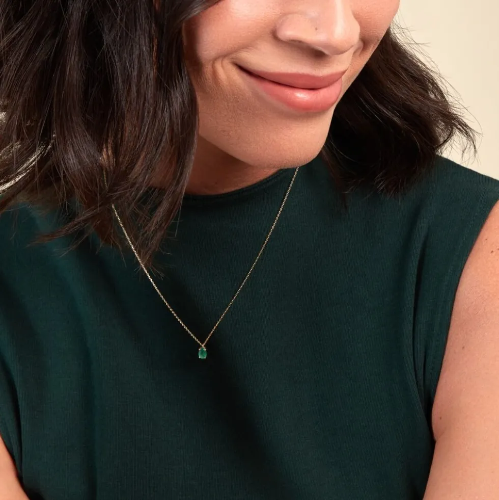 Collier Ovale Or Jaune Emeraude