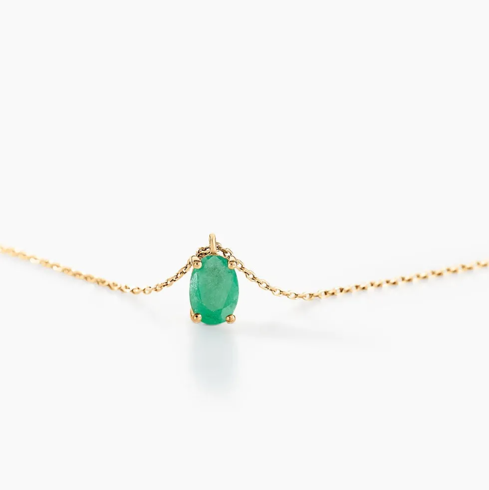 Collier Ovale Or Jaune Emeraude