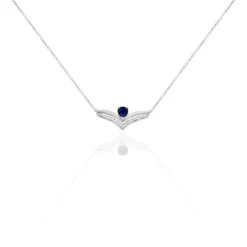 Collier Pasqualina Or Blanc Saphir Et Diamant