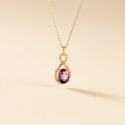 Collier Passion Or Jaune Amethyste Et Oxyde De Zirconium