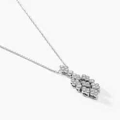 Collier Petales Argent Blanc Oxyde De Zirconium