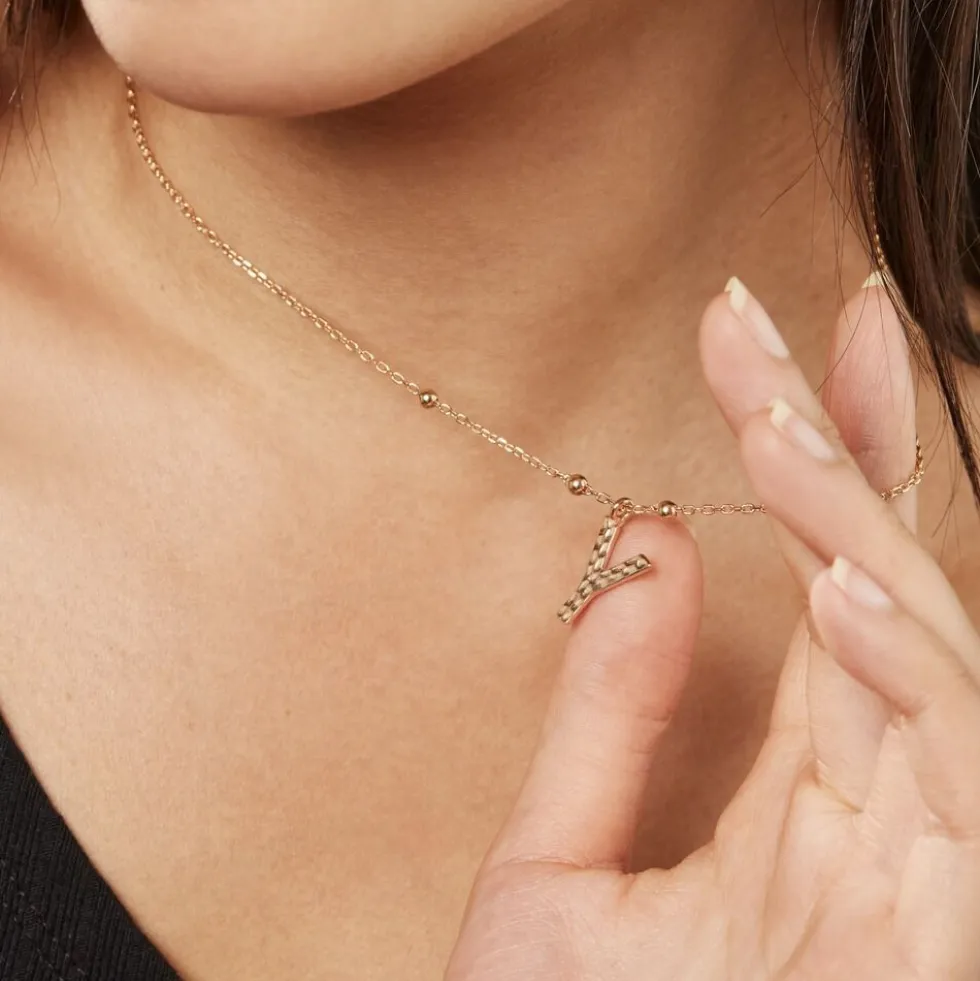 Collier Plaqué Or Jaune Lettra