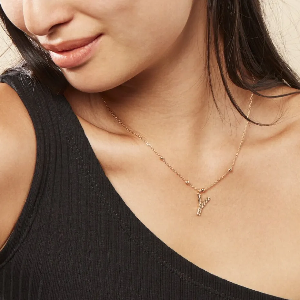 Collier Plaqué Or Jaune Lettra