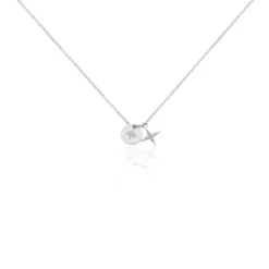 Collier Pluton Argent Blanc Oxyde De Zirconium