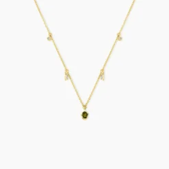 Collier Poem Argent Jaune Péridot Oxyde De Zirconium