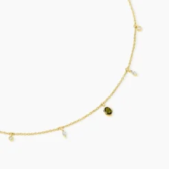 Collier Poem Argent Jaune Péridot Oxyde De Zirconium