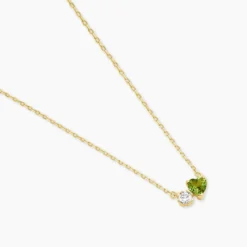 Collier Poem Argent Jaune Péridot Oxyde De Zirconium