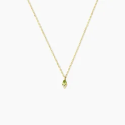 Collier Poem Argent Jaune Péridot Oxyde De Zirconium