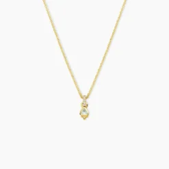 Collier Poem Argent Jaune Topaze Oxyde De Zirconium