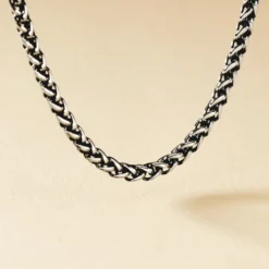 Collier Raph Maille Palmier Acier Gris