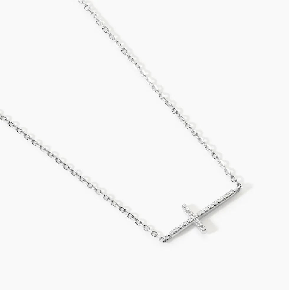 Collier Rayan Argent Blanc Oxyde De Zirconium