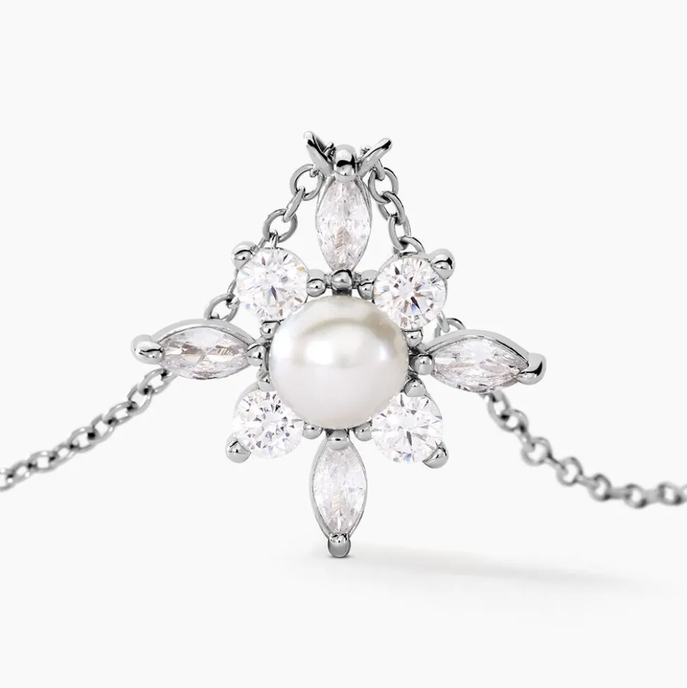 Collier Rhoda Argent Blanc Perle De Culture Oxyde De Zirconium
