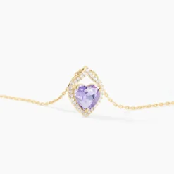 Collier Rosaline Or Jaune Amethyste Et Oxyde De Zirconium