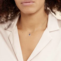 Collier Sagesse Or Blanc Saphir Et Diamant