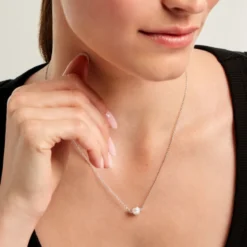 Collier Sari Argent Blanc Perle De Culture Oxyde De Zirconium