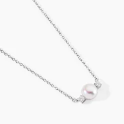 Collier Sari Argent Blanc Perle De Culture Oxyde De Zirconium