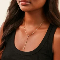 Collier Scintillante Plaqué Or Jaune Oxyde De Zirconium